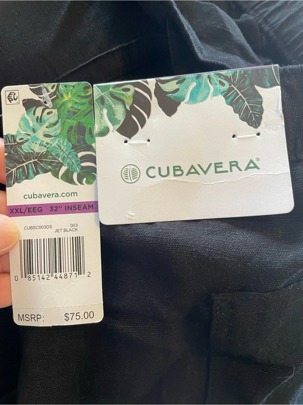 NWT  Men’s Cubavera Black Linen Blend Drawstring Pants  XXL
